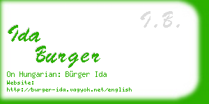 ida burger business card