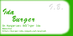 ida burger business card